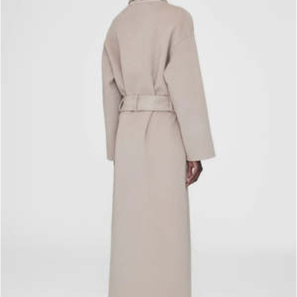 Anine Bing taupe wool cashmere Belted Coat - Picture 3 of 11